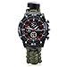 Survival Paracord Watch, Men & Women Emergency Survival Watch with Whistle/Fire Starter/Scraper/Compass and Thermometer, 6 in 1 Multifunctional Outdoor Gear (ArmyGreen)