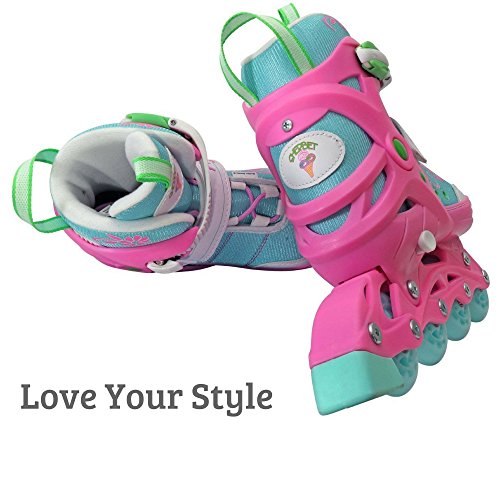 Hype Sherbet Adjustable Inline Skates Kids rollerblades Girls - Roller Blades for Youth, Kid, Girl, Boys - Comfortable fit - Safety non-slip wheels (Blue/Pink) - Thumbnail 7