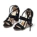 XMWEALTHY Women's Suede Open Toe Pumps Chunky Block Heeled Sandals Ankle Strap High Heels