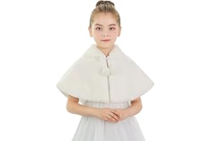 RUIXIA Flower Girls Faux Fur Bolero Shrug Princess Cape Winter Warm Shoulder Wrap Wedding Birthday Costume Party Evening Dress Up