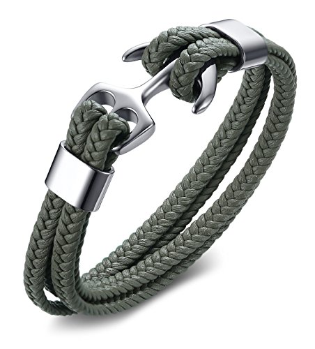 Huanian black stainless steel genuine leather rope anch…