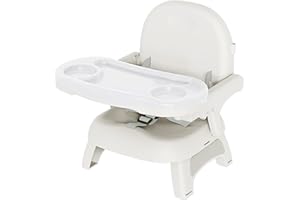 BBsecure 3-in-1 Booster Seat for Kitchen Chair, Booster Seat with Detachable Double Layer Tray, 3-Point Harness, Anti-Slip Design, Foldable Booster Chair for Babies and Toddlers, Gray