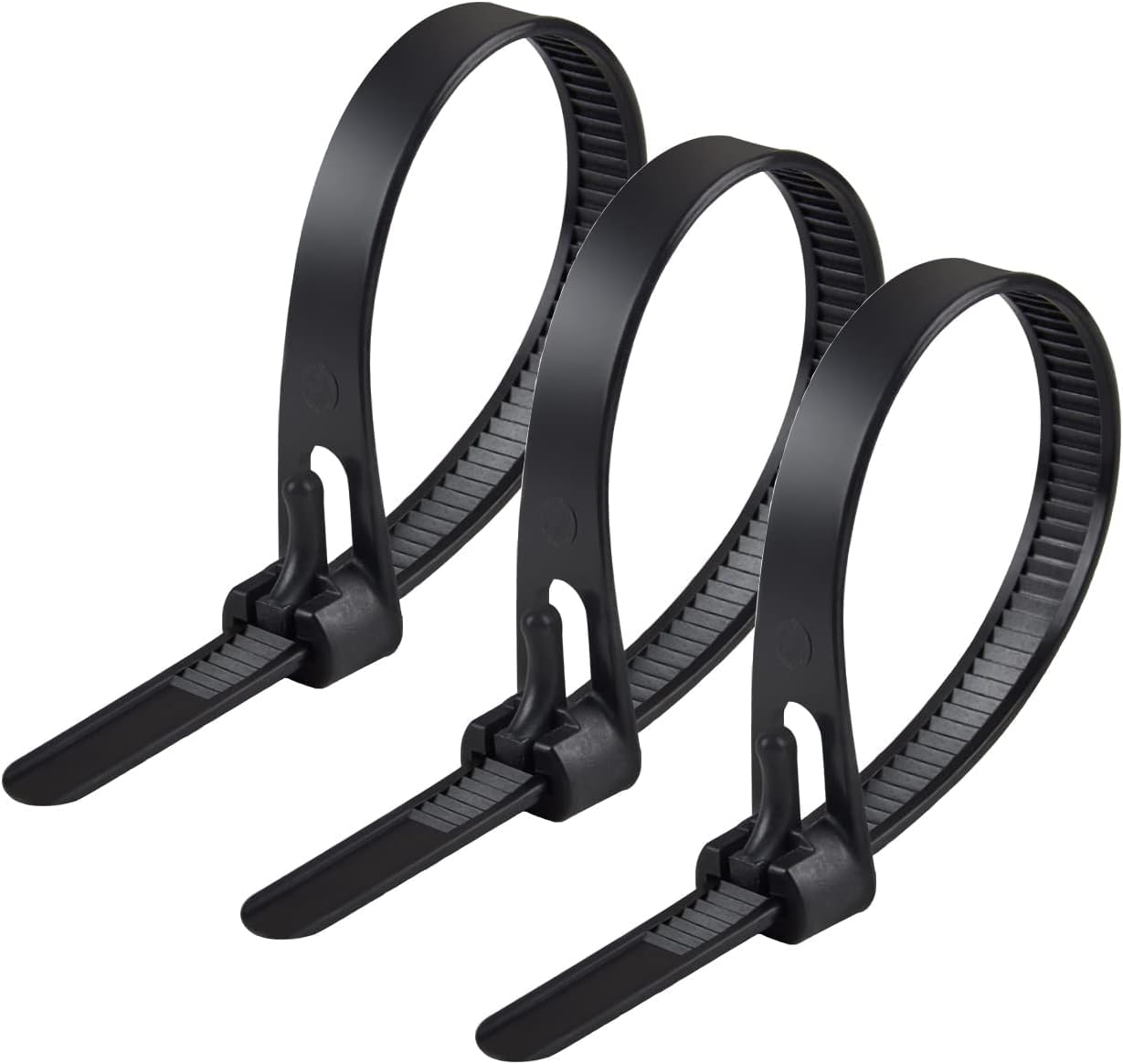 100Pcs 200mm x 5mm Reusable Cable Ties Heavy Duty Black Zip Ties for Cable Management, Indoor, Outdoor, Home, Garden, Office and DIY