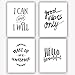 Motivational Words Art Print Set Of 4 (10”X8” Inspirational Quote Wall Art, Inspiring Phrases Canvas Poster For Classroom Study Wall Art Home Decor, No Frame