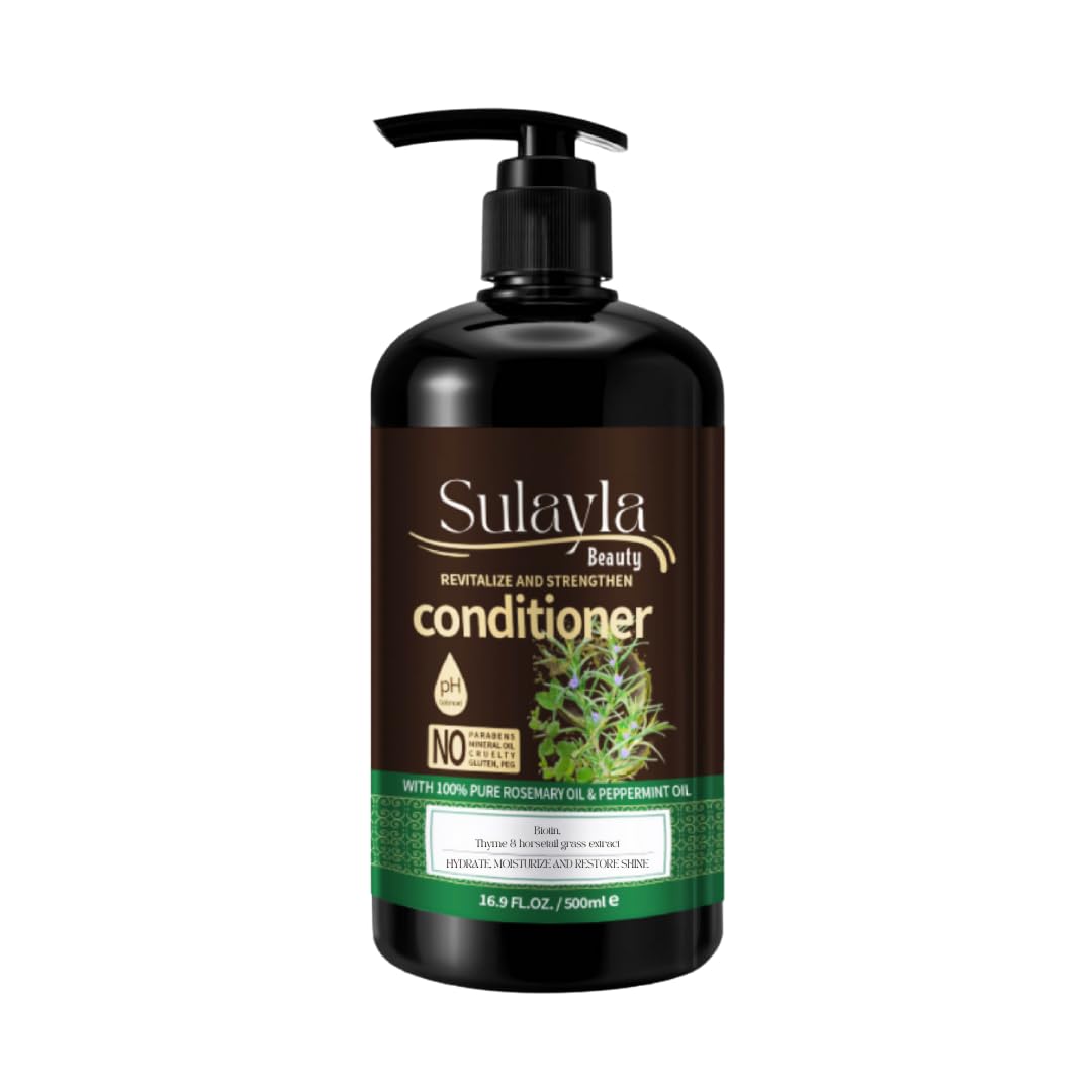 Sulayla Beauty Revitalize and Strengthen Hair Conditioner-100% Pure Rosemary and Peppermint Oil - with Biotin - Promotes hair growth - 500ml
