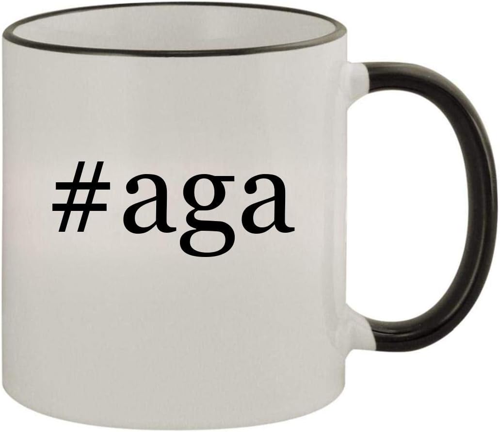 #aga - 11oz Ceramic Colored Rim & Handle Coffee Mug, Black