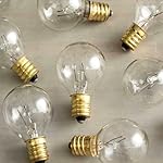 Pack of 25 Glass Globe Light Bulbs - Clear G40 size with Candelabra Screw Base - Incandescent Replacement Bulbs. C7 / E12 base