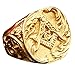 PAMTIER Men's Stainless Steel Masonic Ring Vintage Biker Freemason Band Gold Size 9