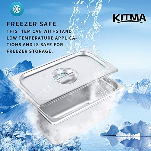 image for Kitma 1/3 Size Stainless Steel Solid Steam Table Pan Cover, Pan Lids, 