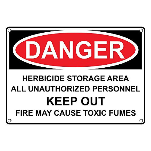 Weatherproof Plastic OSHA Danger Herbicide Storage Keep Out Sign with English Text