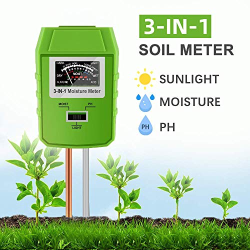 JeahoreKy Soil pH Meter, 3-in-1 Soil Test Kits with Moisture,Light and PH Tester for Plants, Garden, Farm, Lawn, Indoor & Outdoor (No Battery Needed)
