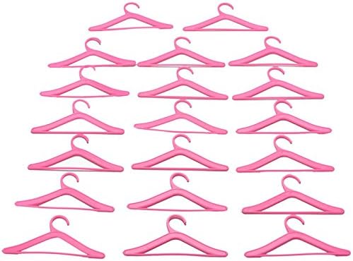 20Pcs/Set Pink Dress Clothes Hangers for Barbie Doll Pretend Play Girls' Gifts Dolls Accessories