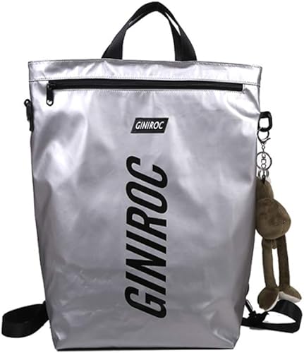 Amazon Yiming レディース リュックサック ランドセル ファッション クール 大容量 高校生 韓国版 原宿 韓国版 ファスナー 通勤 旅行 通学 シルバー Yiming レディース