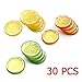 Lorigun 30pcs Fake Lemon Slice Garnish Artificial Fruit Faux Food House Bar Decoration Cocktail Party Arrangement(Red Green Yellow,Each Color 10Pcs)