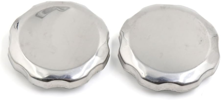 sourcing map 2 Pcs Univerasal 7cm Dia Metal Motorcycle Fuel Tank Gas Cap Cover Silver Tone