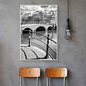 Floating Framed Canvas Wall Art for Living Room, Bedroom Black and White Building Canvas Prints for Home Decoration Ready to Hang - 16x24 inches