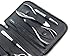 8pcs Manicure Nail Care Set German FINOX Surgical Stainless Steel: Cuticle Nippers, Scissors, Cuticle Pusher, Nails Cleaner, Tweezers and Glass File Grooming Kit in Leather by GERmanikure Solingen