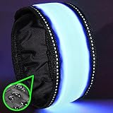 LED Slap Bracelet - Glow BAND by GlowHERO - Sweat Proof - Ultra Bright - High Visibility Safety Wristband - Replaceable Battery - Reflective Stitching - Fits Women, Men & Kids (Neon Blue)