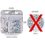 300 pcs Acrylic Crystal AB Shine Nail Art Flatbacks Rhombus Silver Back Rhinestones Gems Bead Jewels Stones for Nail DIY Crafts Projects Makeup 2 sizes; 6mm(200pcs)+8mm(100pcs)