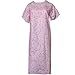 Women's Poly Cotton Backwrap Gown - Pink with Cherry Print