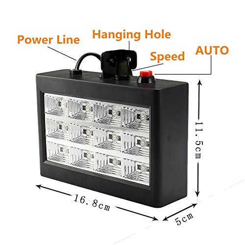 DJ Party Lights, SOLMORE 15W 12 LED Strobe RGB Stage Disco Lights Auto Sound Activated DJ Lights Adjustable Flash Speed Control for Party Wedding Show Birthday Parties AC 90-240V - Thumbnail 4