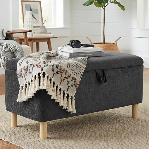 Ottoman with Storage, Storage Ottoman Bench, Entryway Bench with Wood Legs for…