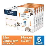 Hammermill Premium Inkjet & Laser Multipurpose Paper, 24lb, 8.5 x 11, 5 Ream Case, 2,500 Total Sheets, Made in USA, Sustainably Sourced From American Family Tree Farms, 97 Bright, Acid Free, 166140C