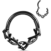 Osbourney ASTM F136 Titanium Septum Ring Hoop,16G/8-10mm Nose rings Piercing Body Jewelry Clicker Cartilage Earring Hinged Segment Daith Piercing Black silver gold 1PC