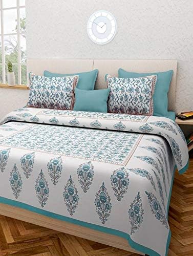 Jaipuri Style Cotton 200 TC Bedsheet (King_Multicolour, Pack of 1)