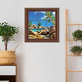 Framed Canvas Home Artwork Decoration View from The Window Canvas Wall Art for Living Room, Bedroom - 16x16 inches