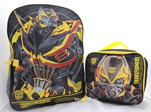 Transformers Bumblebee Boys Kids School Backpack Bookbag Lunch Box Combo Set