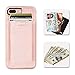 iPhone 8 Plus Wallet Case, ZVEdeng iPhone 8 Plus Card Holder Case with Elastic Strap, Multifunctional iPhone 8 Plus Case with Credit Card Holder, iPhone 7 Plus Shockproof Cover - Rose Gold