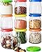 Hatrigo 6 oz Clear Glass Jars With Lids, 10-Piece Glass Yogurt Jars Set with Color Lid, Reusable Small Glass Jars Containers for Baby Food Storage, Canning Jars, Pudding Cups, like Mason Jars 6 oz