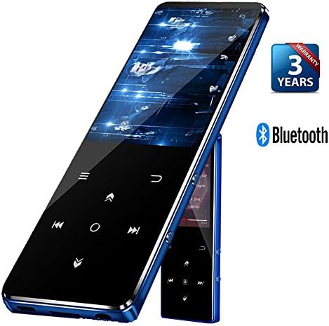 MP3 Music Player with Bluetooth 4.2, Lonve HD Color Large Screen 2.4 Inch, 8GB Lossless Audio Player with FM Radio Voice Recorder, Metal Touch Button Media Player Supports Up to 128GB, Blue