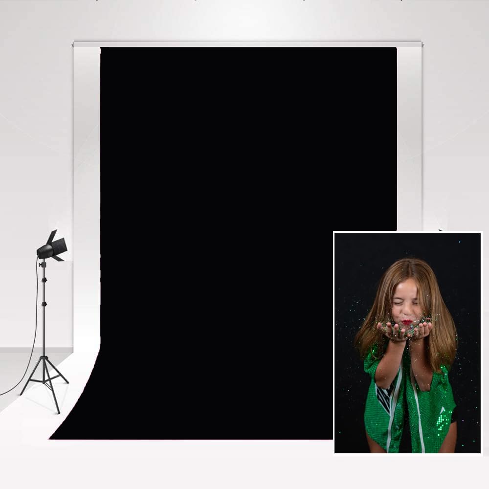 Kate Photographic Backdrop Black 1.5x2.2m/5x7ft Pure Black Microfiber Collapsible Background Photo studio Photography Props Thick Soft Cloth for Baby Photo Shooting Skin-friendly — image 1