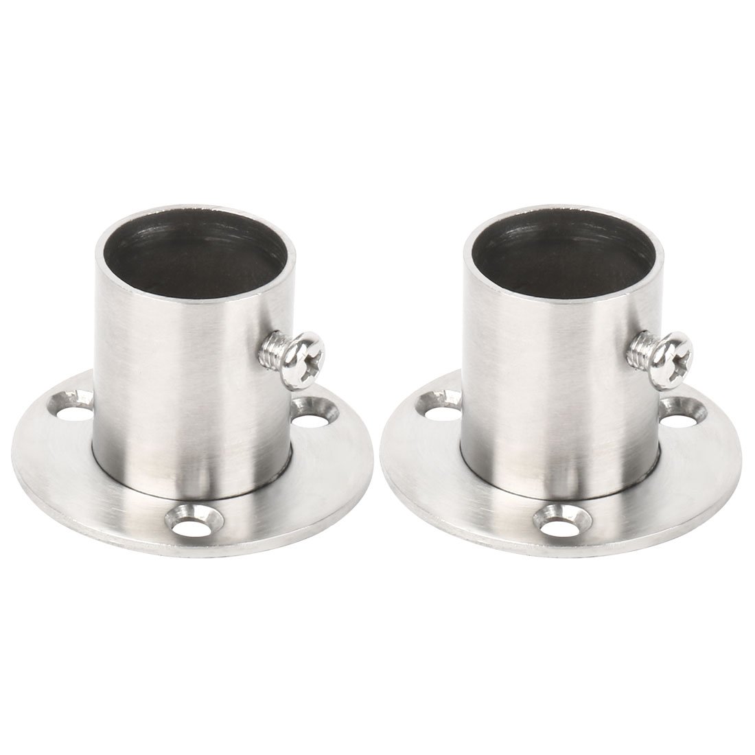Sourcingmap Stainless Steel Cabinet Clothes Closet Rod Bracket Holder Flange Socket 22mm Dia 2 Pcs
