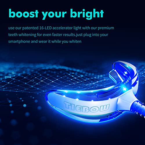 TIEBOW Teeth Whitening,3X Gel Syringes&Whitening Pen with Professional 35% Carbamide Peroxide Teeth Whitener,16X Teeth LED Light Accelerate whitening,Pain Free and Enamel Safe Teeth Whitening Kit