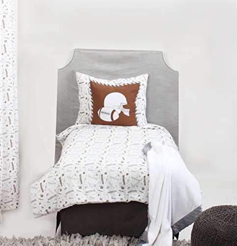 Bacati Muslin 3 Piece Toddler Bedding Sheet Set, Football/Brown/Grey