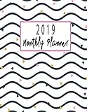 2019 Monthly Planner: Schedule Organizer Beautiful water Wave Pattern pink yellow triangle Backgroun by 