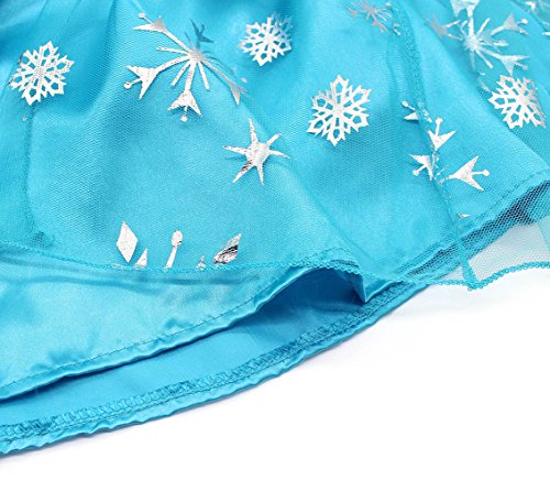 Cotrio Girls' Elsa Dress Up Costume Halloween Cosplay Them Party Princess Dresses Outfits with Accessories 2-12Years (6, 5-6Years, Wig, Gloves, Tiara/Crown, Wand/Scepter)