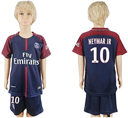 17/18 France Club 10 Home Kids Short Sleeve Soccer Jerseys for Fans, Blue S