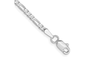 Avariah Solid 14K White Gold 2.5mm Flat Figaro with Lobster Lock Anklet Chain Bracelet - 7" 8" 9" 10" 16" 18" 20" 22" 24"