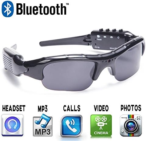 All4life  Bluetooth Sunglasses recording Sunglas Video Recorder Sport 720p Spy Camera Hidden Sunglasses with Bluetooth Headphones  Mp3 Player Support Micro SD