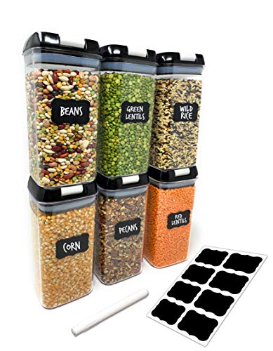 Airtight Food Storage Containers for Pantry Organization - by Simply Gourmet. 6-Piece Large 1.2L Kitchen Storage Containers. Air Tight Containers for Food Storage. BPA Free with FREE Labels & Marker
