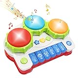 AMOSTING Learning Educational Development Musical Keyboard Drums Set for Toddler and Babies