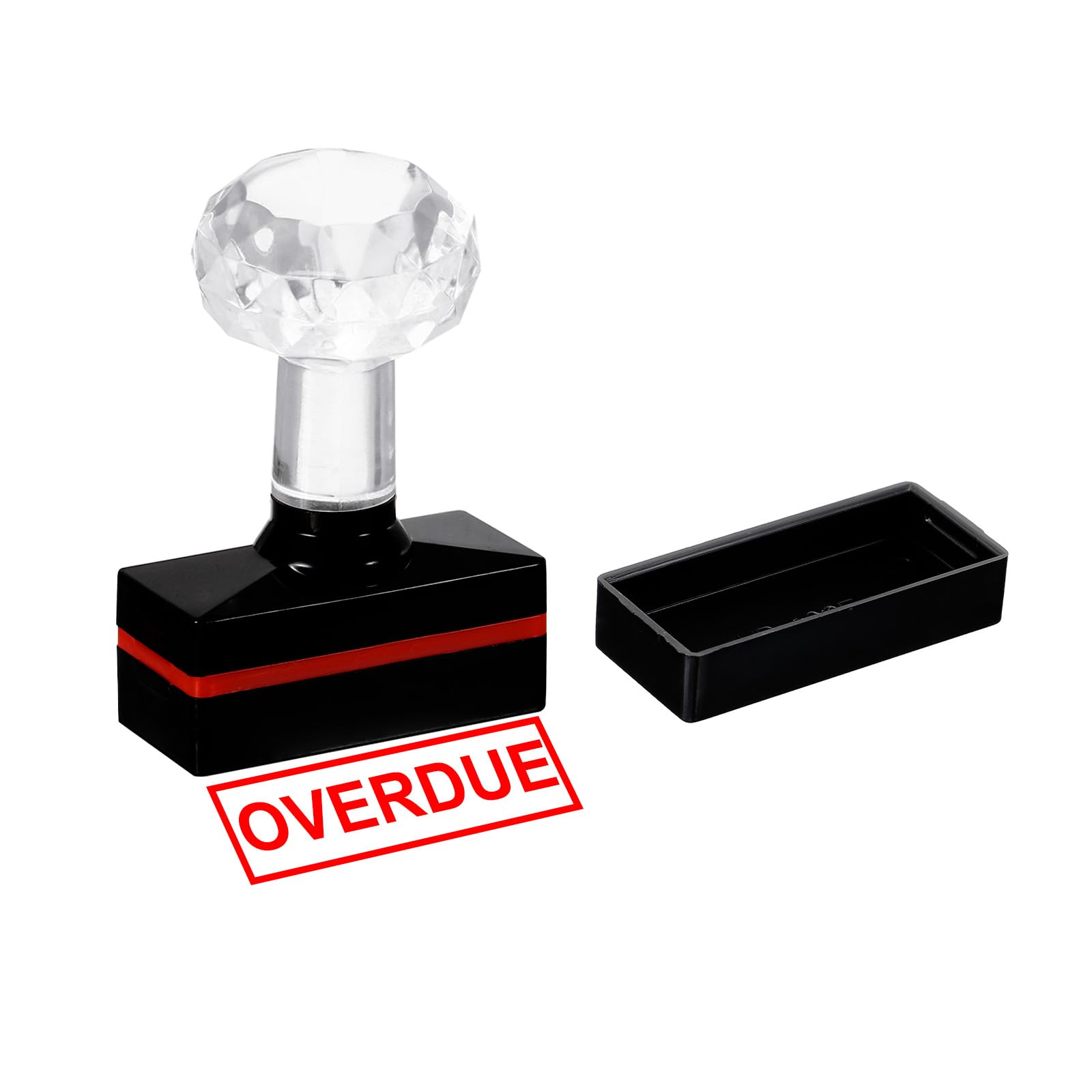 PATIKIL Overdue Stamp Self Inking, Red Ink Office Stamps Pre Inked Message Stamp Refillable Business Stamp, Black