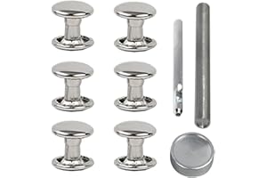 MEGOTO 200sets Stainless Steel Leather Rivets with Tools Kits Double Cap Rivet Tubular Metal Studs Repairs Decoration Craft Accessories for Leather Craft Clothes Shoes Bags Belts (6mm Silver with Tools)