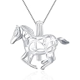 LGSY Horse Cage Pendants for Pearl Jewelry Making Sterling Silver, Design Cage Pendants for Women