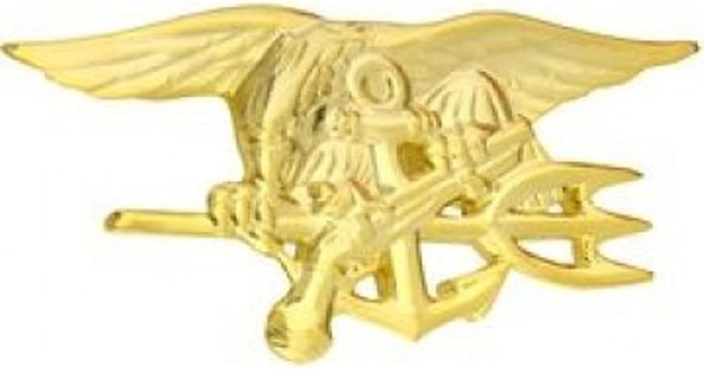 US Navy Seal Pin 2 3/4 inch (Large, Gold Finish) Novelty Buttons And Pins Clothing