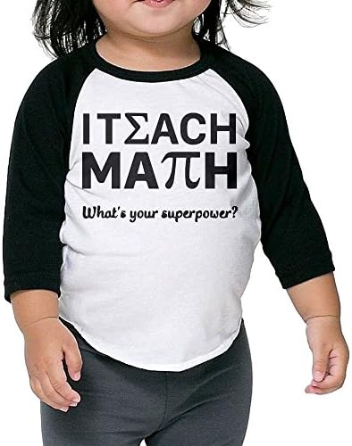 Hanxiaoxiao Child I Teach Math What's Your Superpower Slim Sports Black Cute T-Shirt 5-6 Toddler Crew Neck 1/2 Sleeve Raglan T-Shirt
